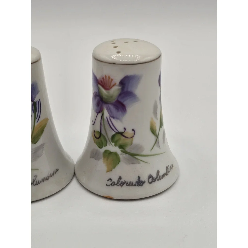 Vintage Colorado Columbine Floral Salt & Pepper‎ Shakers Flower